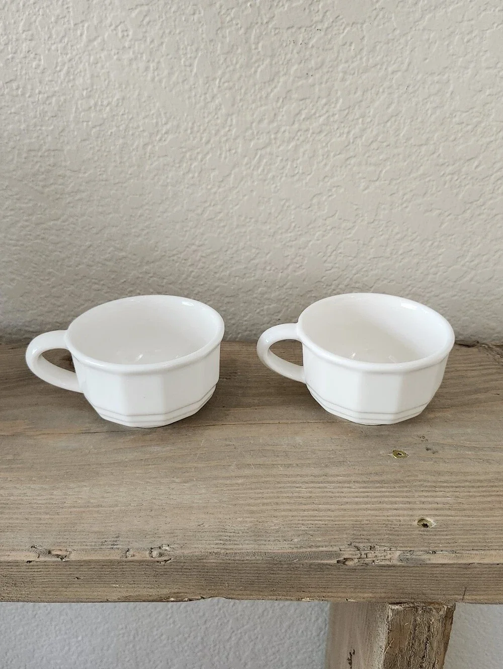 Vintage Pfaltzgraff Heritage White Coffee Mugs Set of 2